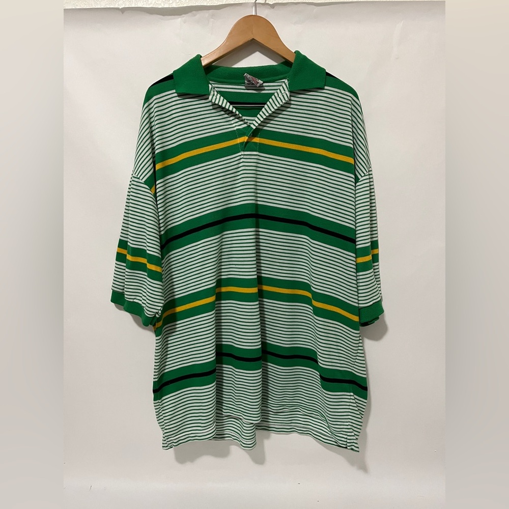 Old Skool Men's Striped Short Sleeve Shirt  3X Casual Polo Multicolor Y2K 90s